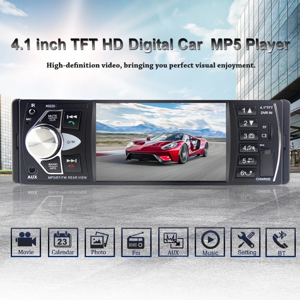 Car Radio 1 Din Auto Audio Car Stereo 4.1 inch FM Bluetooth Support Rear View Camera USB MP5 Multimedia Playerautoradio 4022D