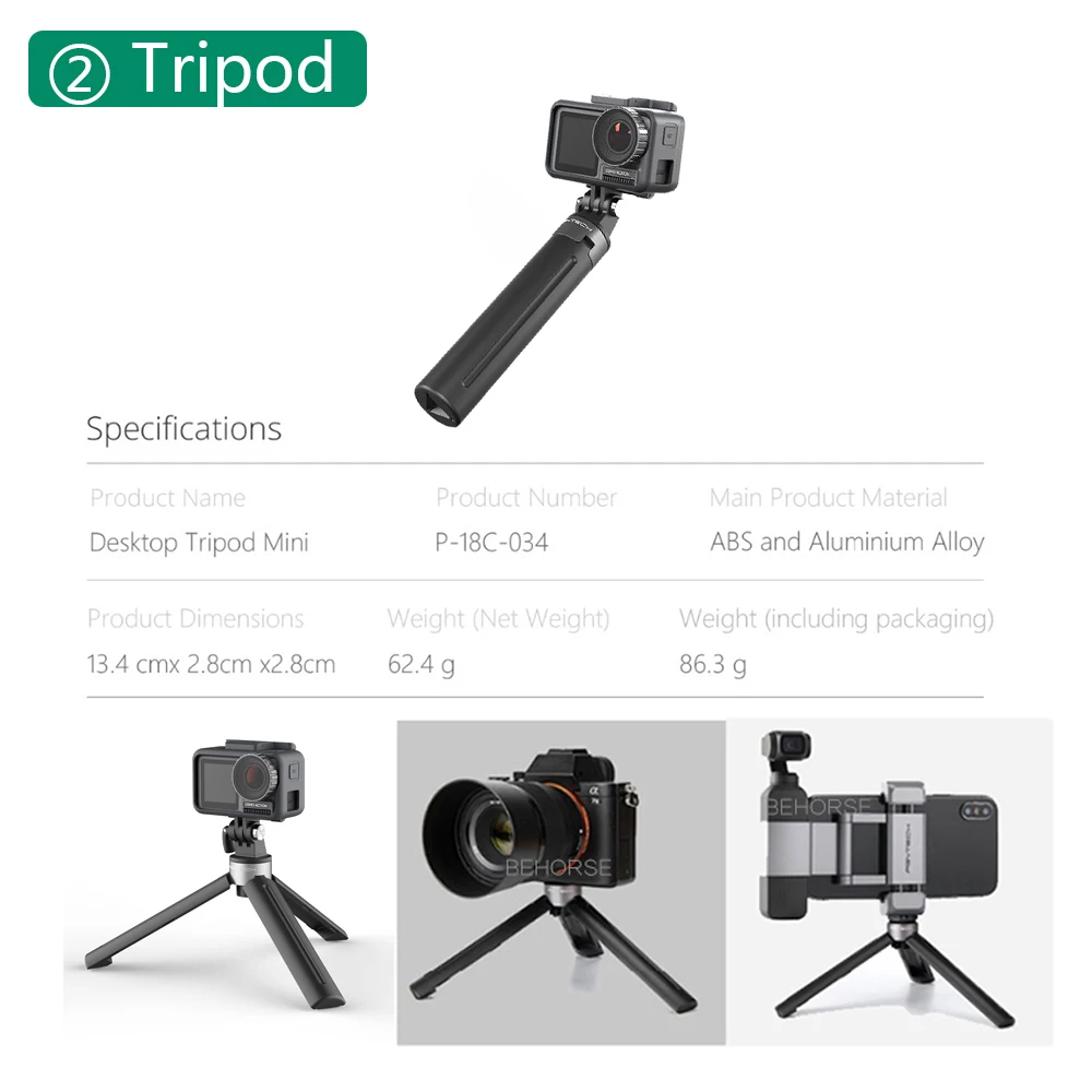 PGYTECH DJI Osmo экшн штатив селфи палка 1/4 крепление рукоятка Штатив для GoPro Hero 7 6 5 Insta360