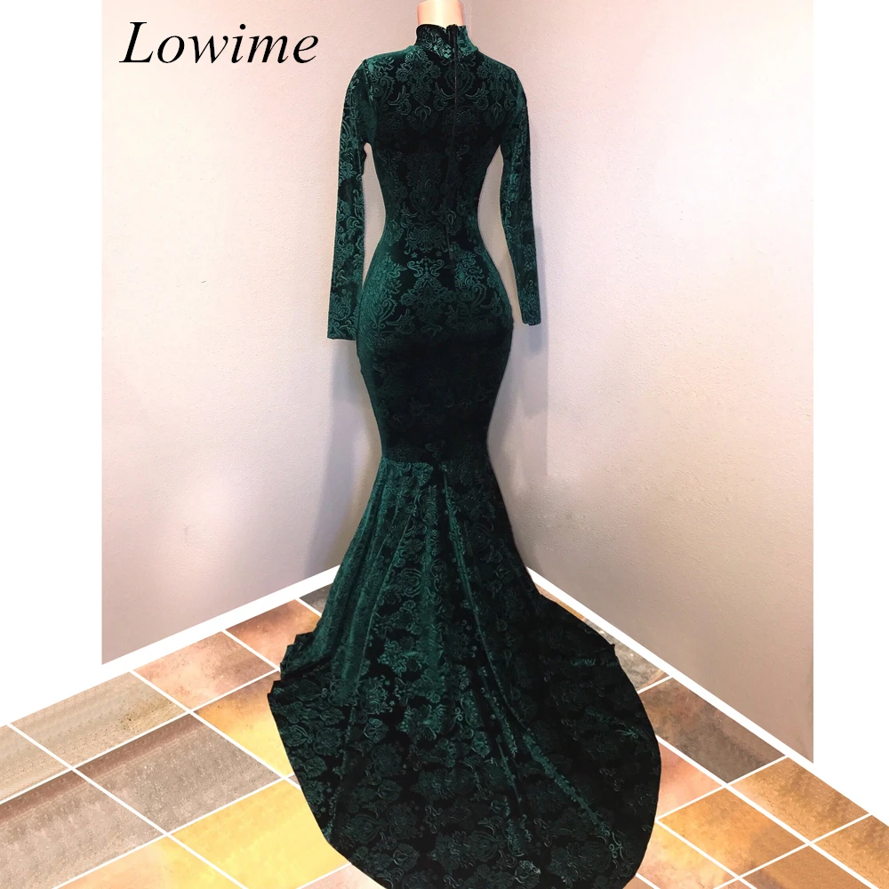 Новые Вечерние платья больших размеров с кружевом темно-зеленые вечерние платья с круглым вырезом и длинными рукавами Robe De Soiree
