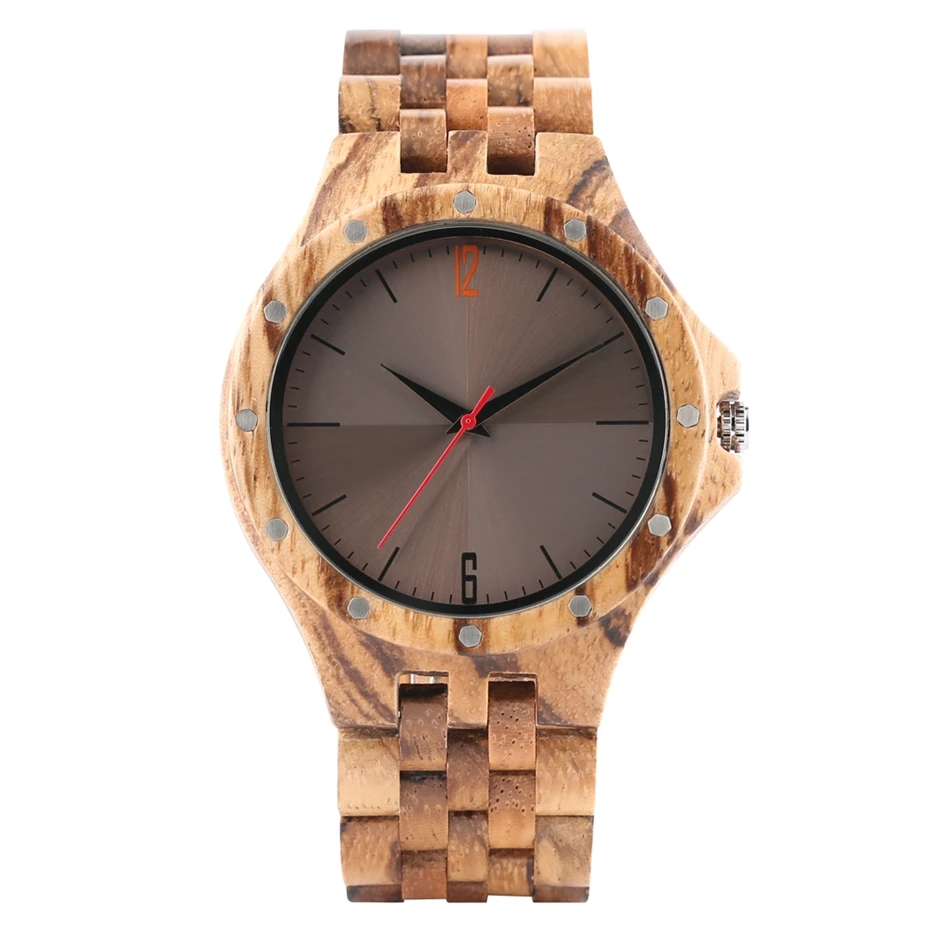 Retro Zebra Wooden Watches Quartz Watches Men Unique Smooth Dial Silver Rivets Full Wood Wrist Watches Fashion Simple Man Clock 2021 (1)