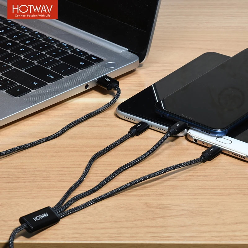 

3 in 1 USB Cord Nylon Braided Support Lighing Type C Micro USB Charging Cord For iPhone iPad Samsung S9 S8 Wireless Charger