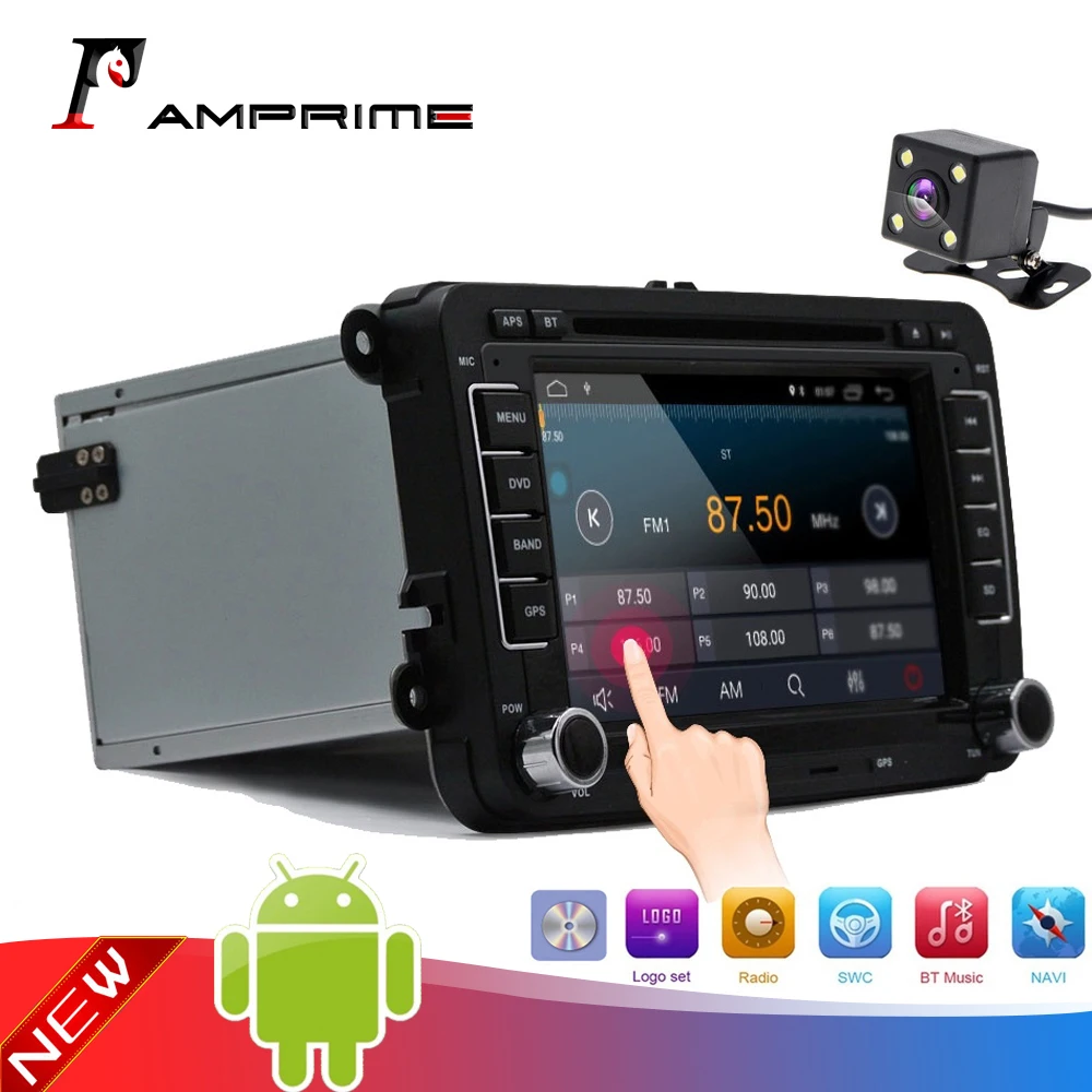 

AMPrime Android Car DVD Player 2Din Car Radio Wifi GPS Navigation Audio Stereo Multimedia player For VW/Golf6/Golf5/Passat/Jetta