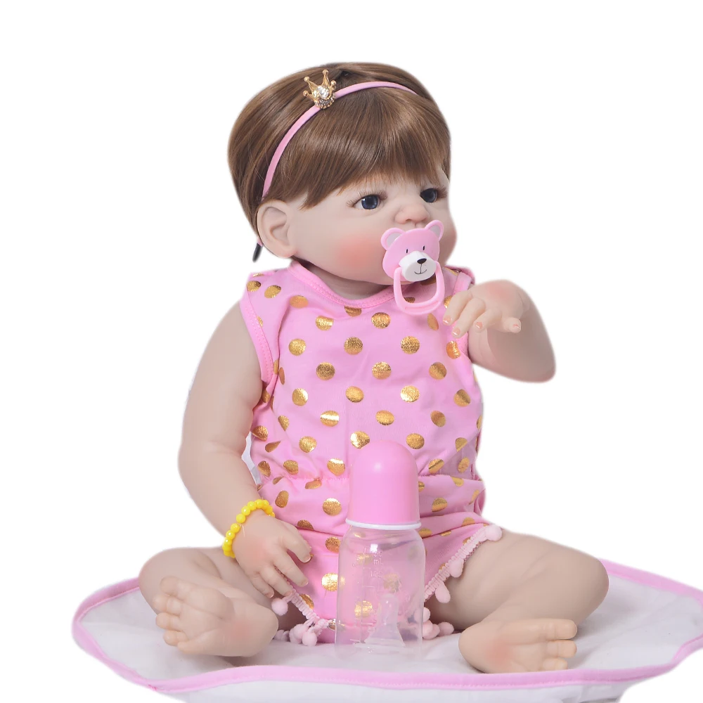 

Bebe Dolls reborn full silicone vinyl body girl doll 23"57cm newborn baby alive real doll best child gift poupee Reborn