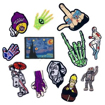 

New Punk Rock Skull Fingers Iron on Patch Clothing Embroidered Sewing Applique Iron on Fabric Badge Apparel Accessory Patches