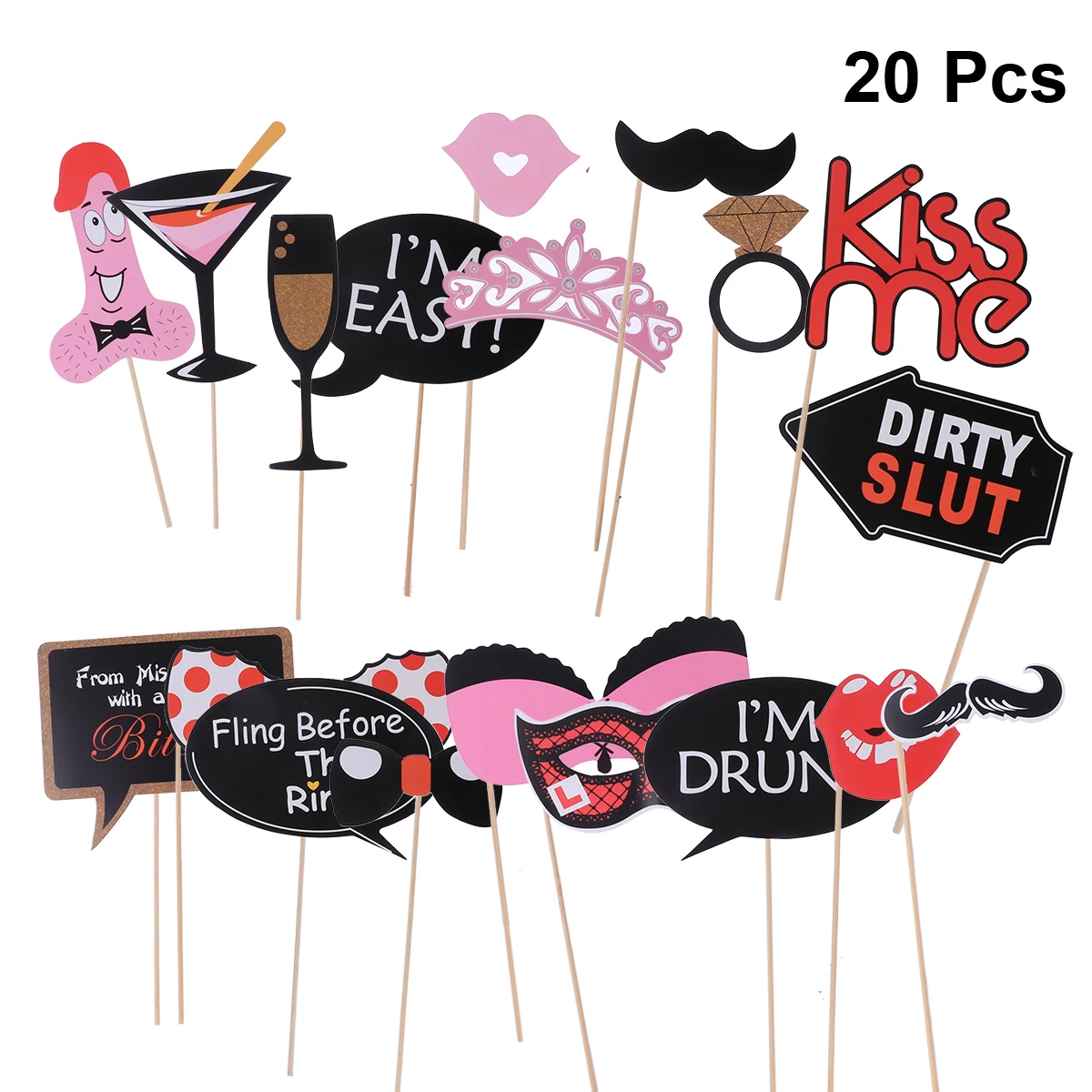 20pcs Bachelor Party Favors Photo Booth Props Kit Funny Bachelorette Paper Selfie Accessories Decoration Supplies | Дом и сад