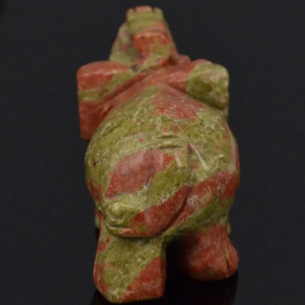Unakite Crystal Elephant Carved Figurine Stone Chakra Healing Reiki Stone Feng Shui Crafts