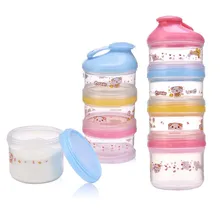 Мультфильм медведь детская молочная смесь коробка портативный 4 слоя формула диспенсер контейнер для хранения еды миска для кормления малышей