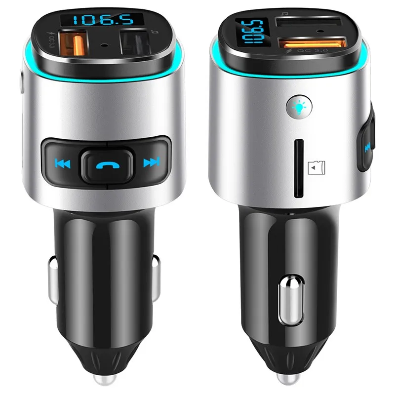 Fm-передатчик Автомобильный Bluetooth беспроводной QC 3,0 быстрое зарядное устройство двойной USB Громкая связь MP3-плеер U диск TF кард-ридер автомобильное зарядное устройство