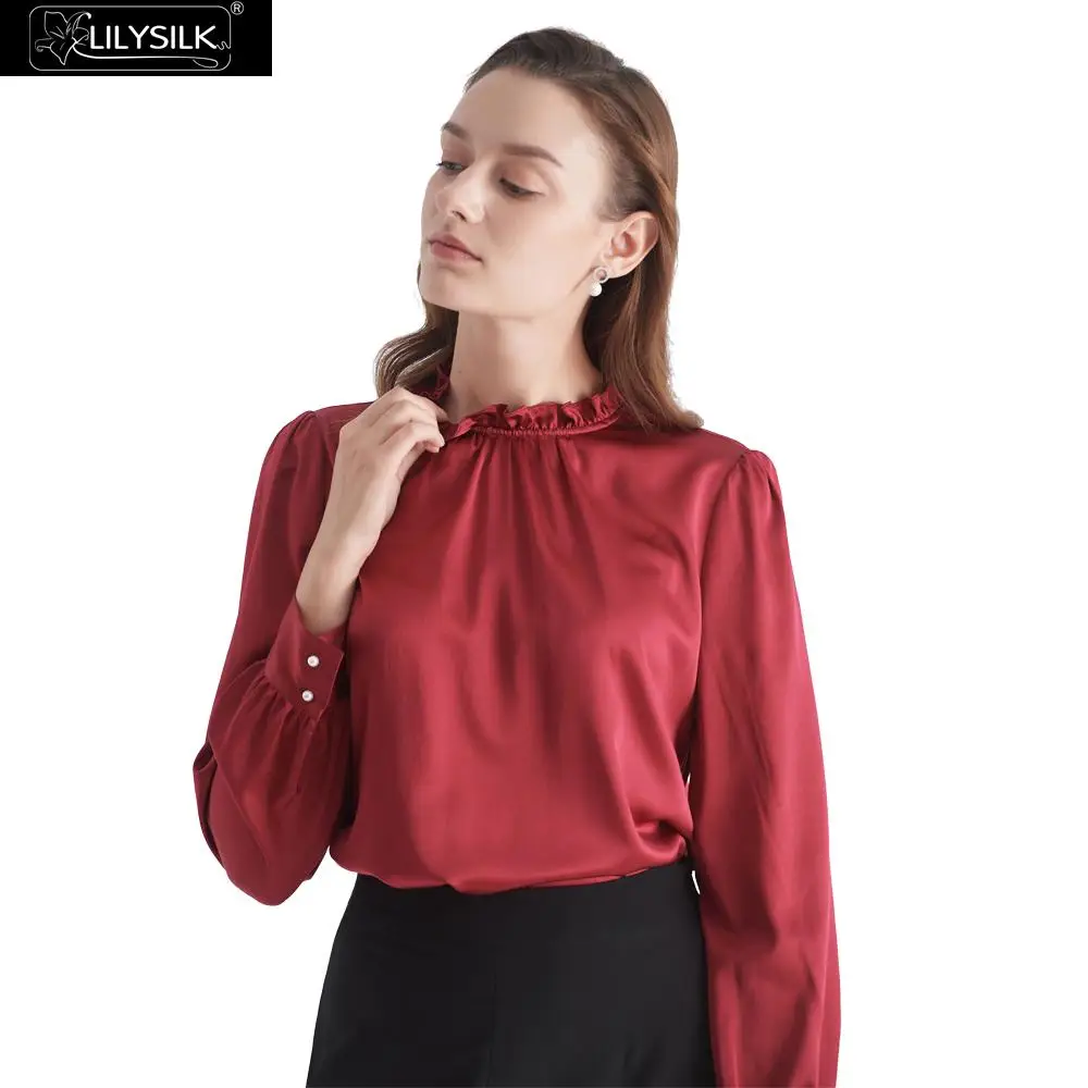 

LilySilk Blouse Shirt Women Sleek Puff Sleeve Ladies Free Shipping