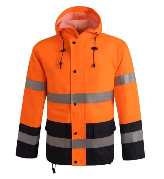 

Good price Fluorescent red fashion reflective warning safety raincoat Construction traffic fission outdoor waterproof overalls