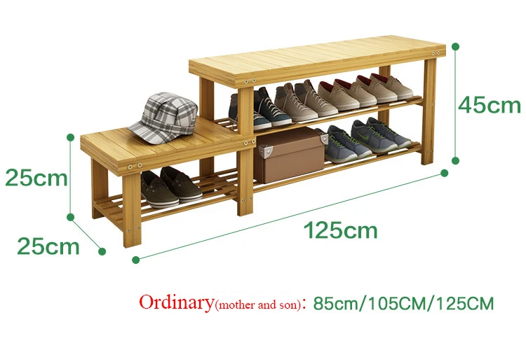 Многофункциональная бамбуковая полка для обуви, может сидеть на двери, длинная сменная скамья для обуви, шкаф для хранения обуви, Экологически чистая домашняя мебель