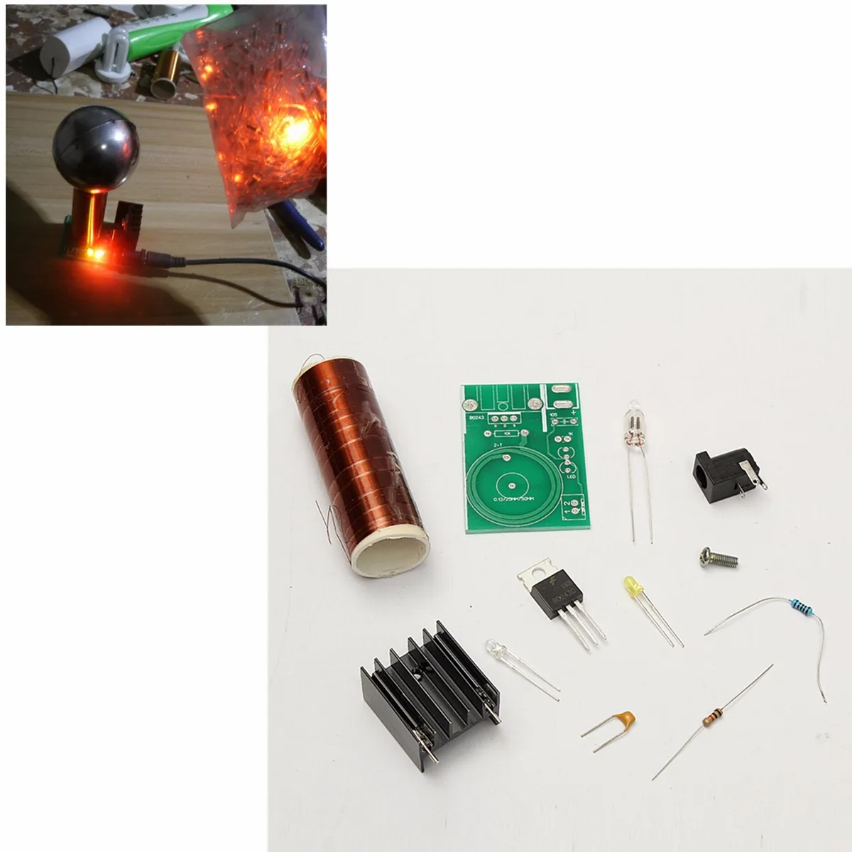 

DIY Mini Coil Kit Arc Wireless Electric Power Transmission Lighting Board Module 12V DC for LED Circuits Suites Learning