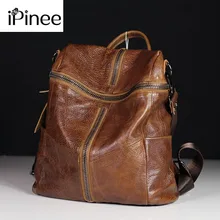 iPinee Fashion Designer Women Genuine Leather Backpack Shoulder School Bags for Teenagers Travel Cowhide Female Knapsack brand padieoe genuine leather school bags for teenagers backpack new men travel casual cowhide laptop backpack free shipping