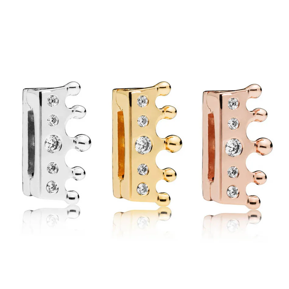 

Authentic S925 Silver Shine & Rose Reflexions Crown Clip Charm fit Pandora Bracelet Bangle DIY Jewelry Clear CZ