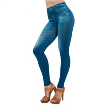 Hayoha 2017 Women’s Slim Leggings blue and Black Fitness Jeans Fashion Women Leggings With Pockets Legging