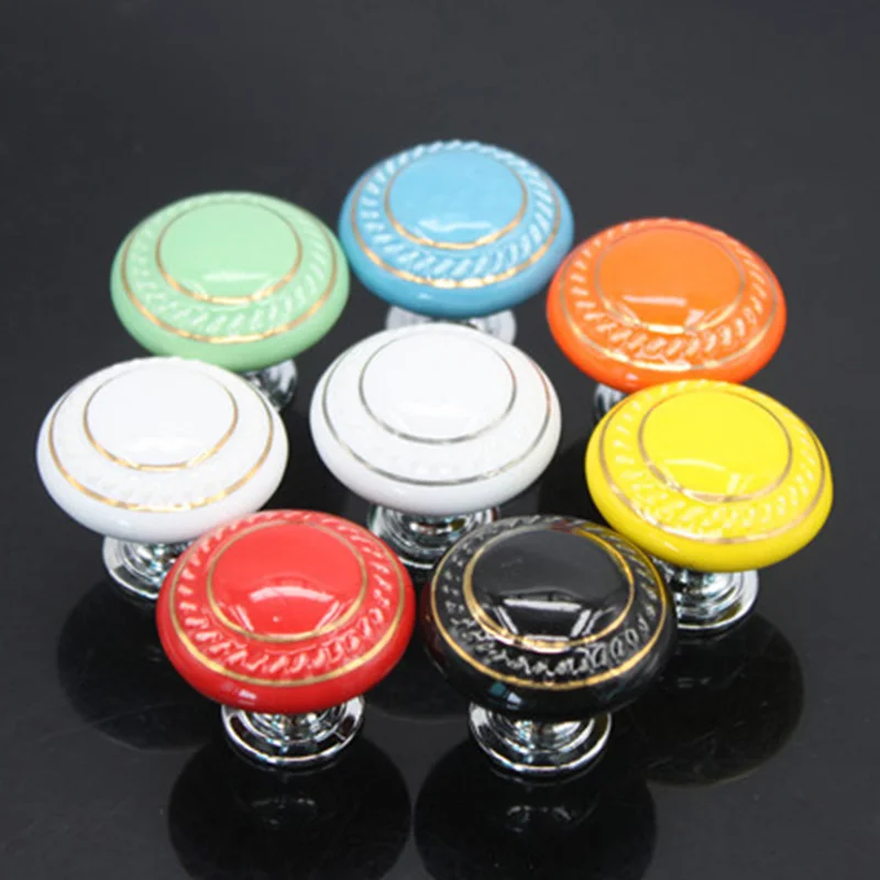 

Single Hole Round Gold Circle Door Handle Gold Circle Furniture Handles Ceramics Alloy Wardrobe Cupboard Drawer Handle