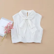 Женская на весенний сезон и летом поддельные рубашка с воротником одноцветное Цвет шифон украшение рубашка с воротником лук галстук поддельные воротник