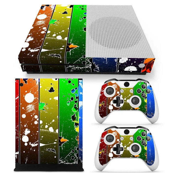 Cool Colourful Vinyl Skin Sticker For Xbox One Slim Decal For Microsoft Xbox One S Console+2 Pcs