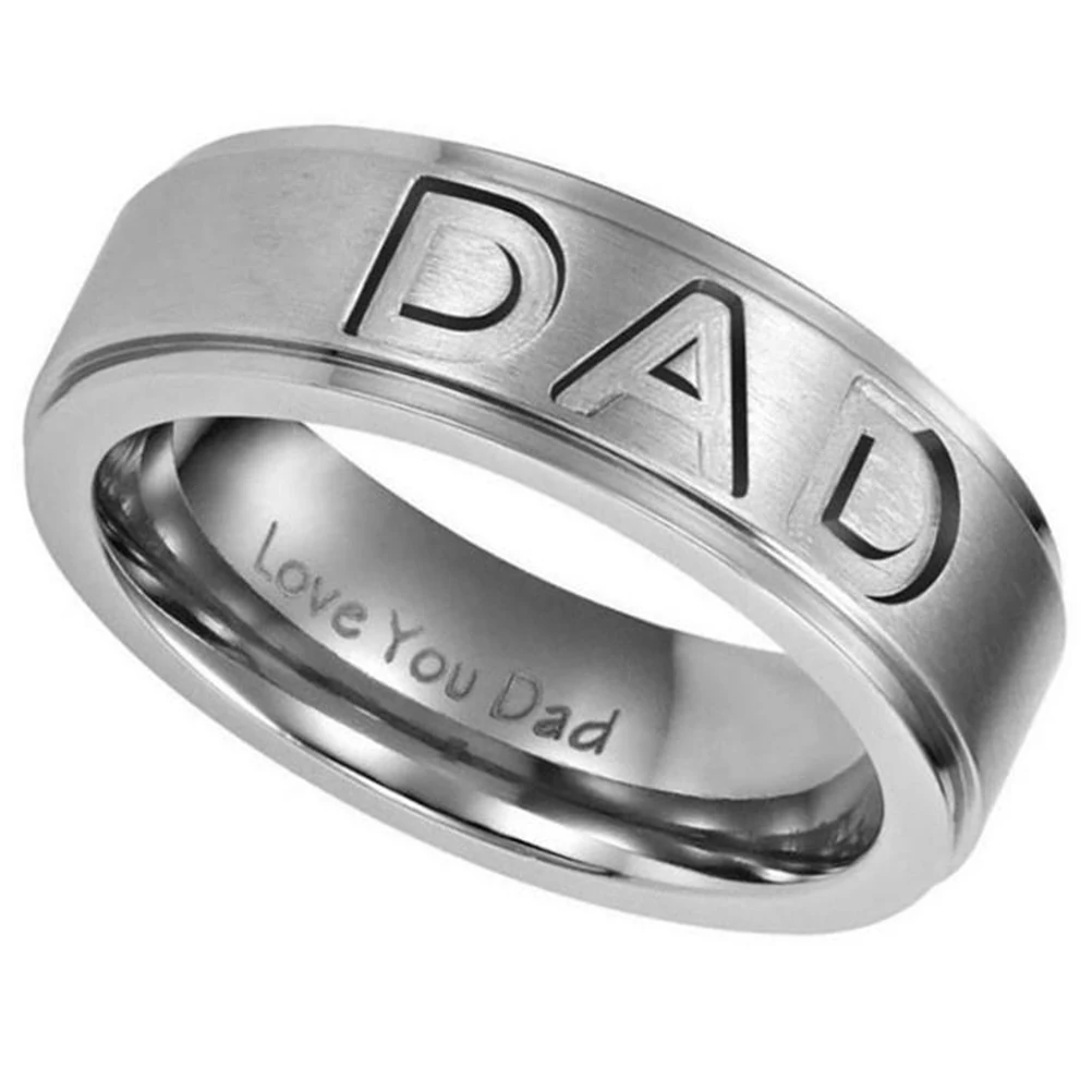 PIXNOR Engraved Love You Dad Titanium Ring Men's Finger Rings Family Jewelry Gift for Father's Daddy Birthday Day Present |