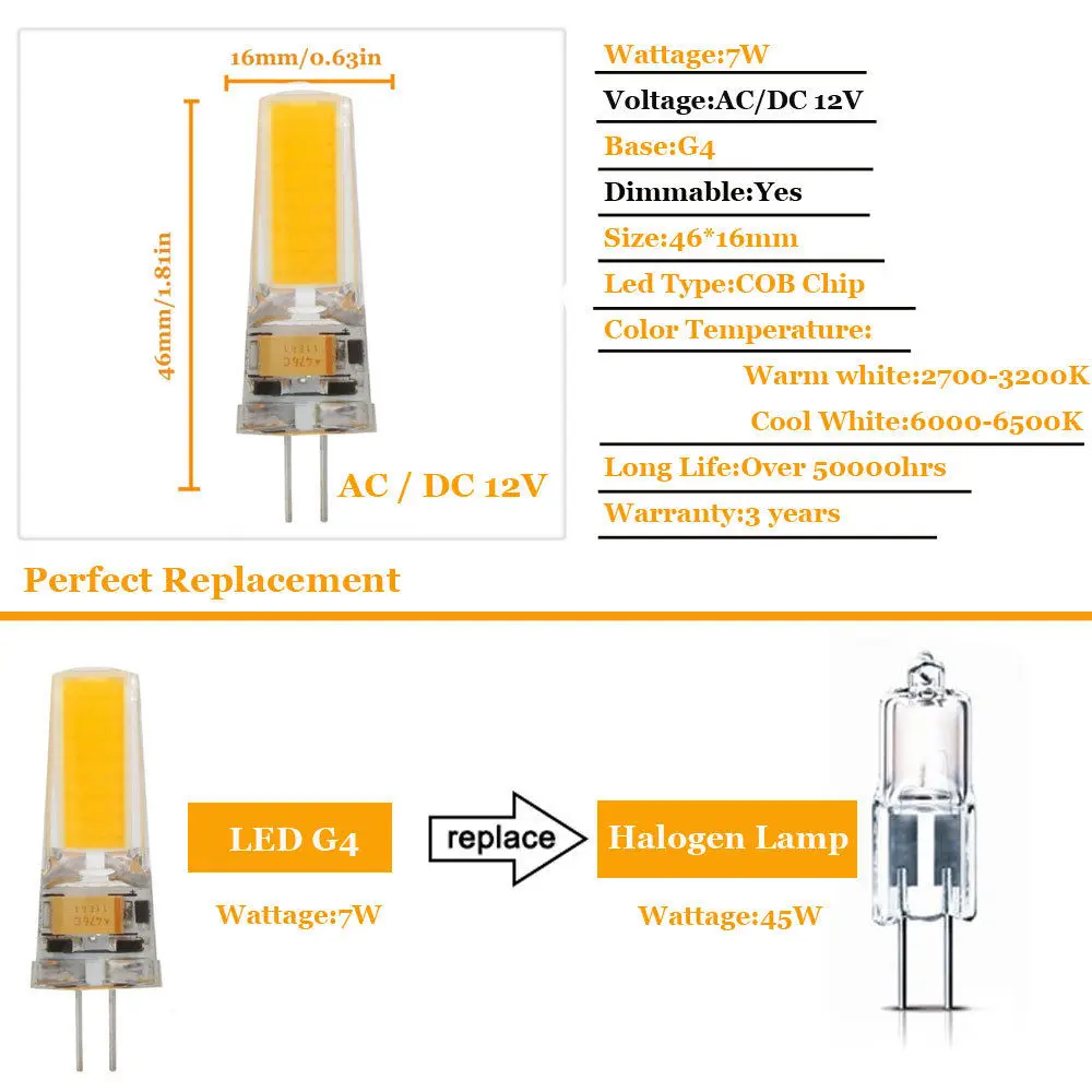 5 шт./лот Bombillas Светодиодная лампа с регулировкой G9 G4 E14 220 V 7 Вт лампада E14 светодиодный светильник переменного тока DC 12 V лампы с cob-светодиодами заменить 45 Вт галогенных ламп