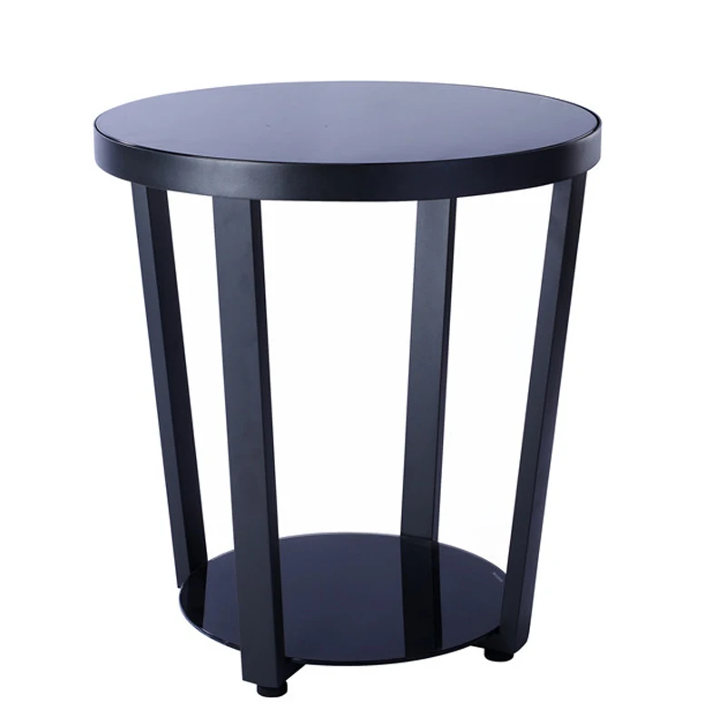 Modern Minimalist Sofa Edge Mini Tea Table, Living Room Iron Glass Small Round Table