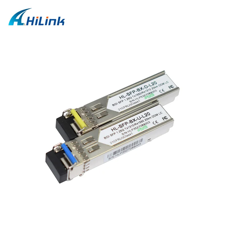 Одножильный 1000BASE-BX 1,25 г 1310nm/1490nm 20 км DOM двунаправленный SFP LC