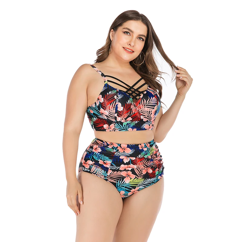 Billige Sexy Badeanzug Große Brust Push Up Frauen badeanzug Backless Hohe Taille Aushöhlen Bikini Bademode Strand Biquini Plus Größe 4XL