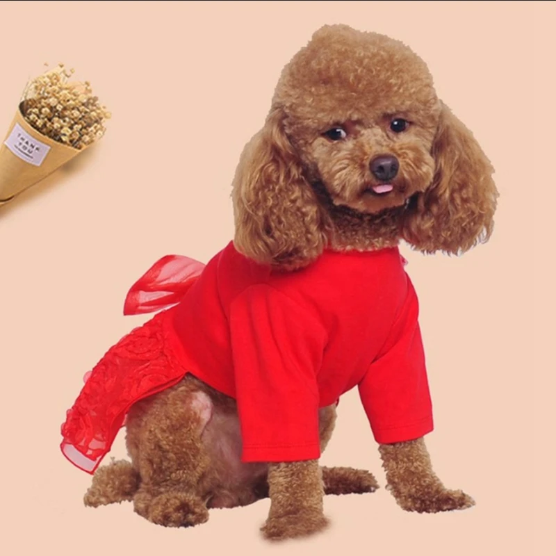 Мягкая хлопковая шифоновая юбка для собак, одежда для домашних животных, весенняя одежда для домашних животных, подходит для прогулок, спорта на открытом воздухе, дома, весенне-осеннего путешествия