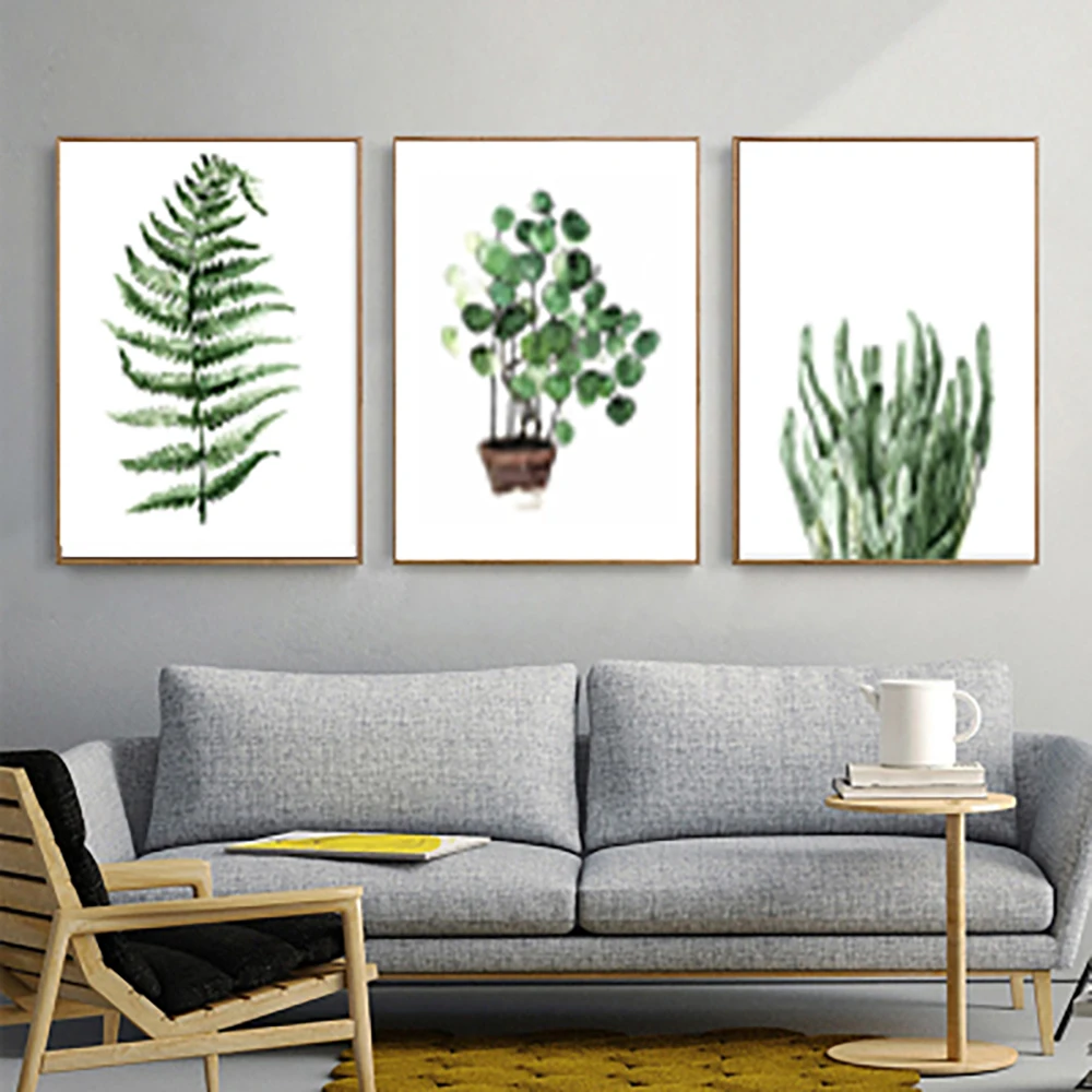 Green plant art canvas no picture frame poster decor painting modern home hotel gallery bedroom study decor new house gift Sale