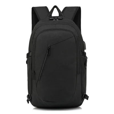BAIBU Мужской дизайнерский рюкзак для путешествий с защитой от кражи и usb-зарядкой, Мужская школьная сумка, большая сумка для ноутбука 15," с комбинированным замком - Цвет: Черный
