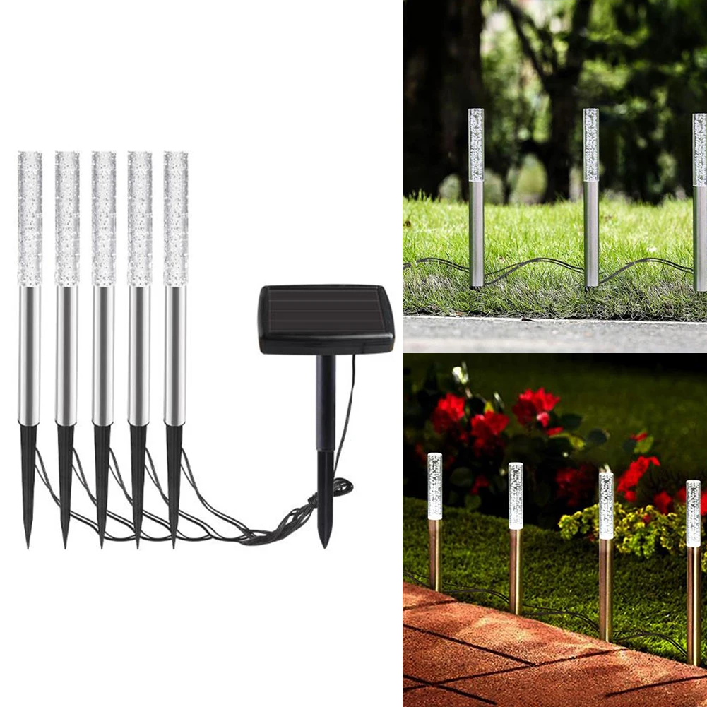 

Decoration Yard Landscape 5 LED Tube Lawn Bubble Stick Acrylic Solar Lamp Stake Ground Waterproof Pathway Outdoor