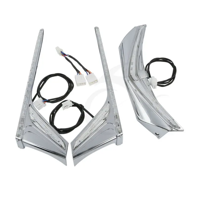 

Rear Fender Tip Brake Vertical LED Light Strips Kit For Honda Goldwing F6B GL 1800BD Clear