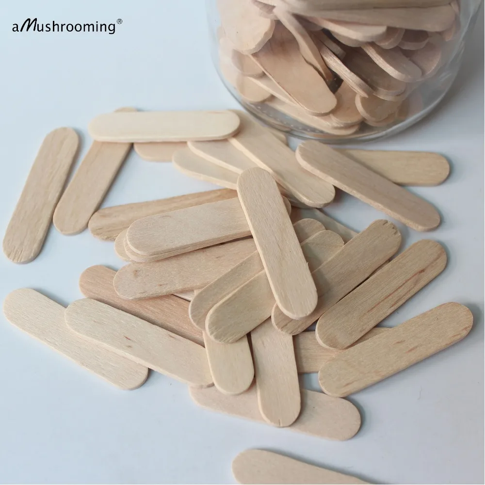 Ice Cream Sticks Disposal Lollipop Sticks 100 Plain Wooden Sticks 1.6 Inches Small Lollipop Sticks Disposable Pudding Ice Cream Cake Dessert Spoons Pop
