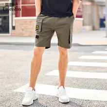 Enjeolon новые мужские до колен мужские шорты Карго черные зеленые повседневные хлопковые шорты с эластичной талией мужские тонкие короткие брюки KZ6371