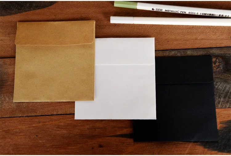10 шт. 9*10 см квадратный мини-крафт-маленький конверт член карты/Малый открытка/конверт черный и белый желтый триколор