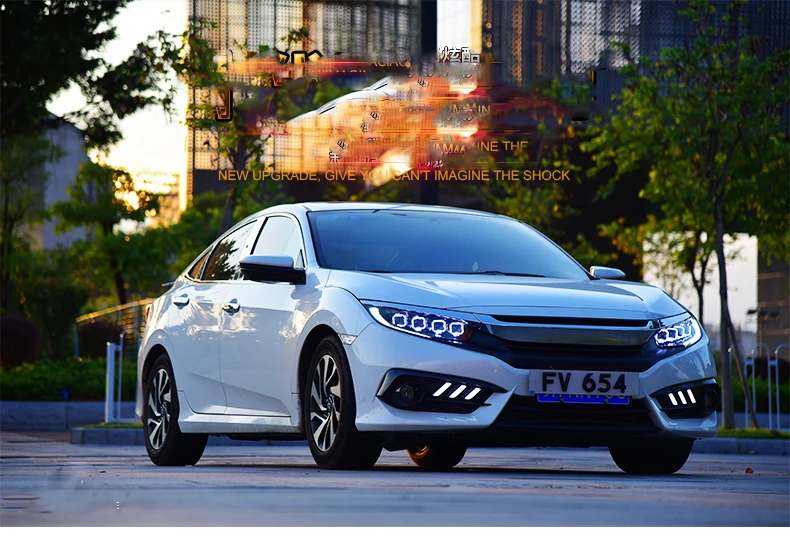 Для Honda Civic головной светильник s в сборе полный светодиодный дизайн год передний светильник с дневной ходовой светильник s DRL Поворотный Светильник s