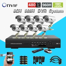 TEATE Rede H.264 8CH 960 H D1 DVR kit com 8 PCS 480TVL CCTV Camera Home Security CCTV Sistema de vigilância de Telefone Remoto vista-