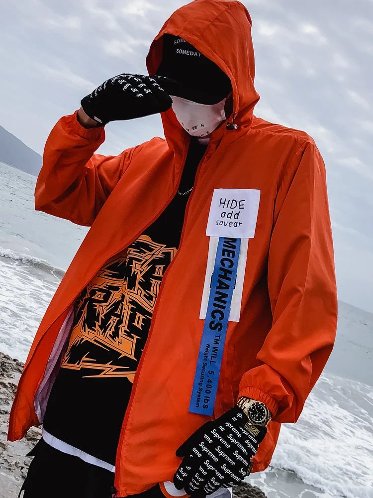 Винтажные летние легкие мужские куртки в стиле хип хоп Панк Rave Anorak уличная