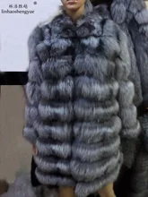Linhaoshengyue Silver fox long sleeve length 90 cm fur coat