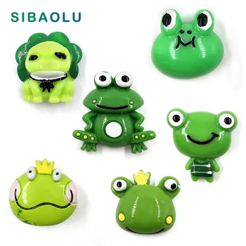 

6pcs Cartoon Green Frogs Fridge magnet cartoon animal whiteboard Resin Refrigerator Magnets child Home DIY Decoration Acessories