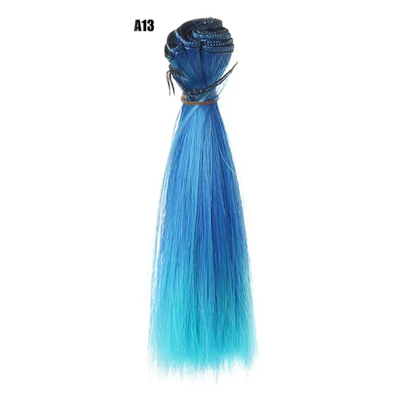 15 см кукольные аксессуары прямые синтетические волокна парик волосы для куклы парики высокая температура провода волосы шелк Уток 1 шт - Цвет: Gray
