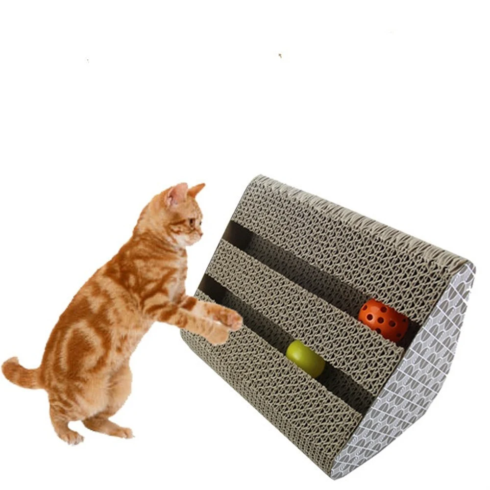 Pet Cat Toys Corrugated Paper Scratcher with Catnip Lounge Handmade Kitten Scratching Post Interactive Toy For Pet Cat Training