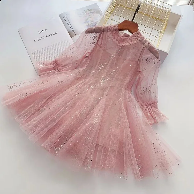 

Roimyal Wholesale 2019 Spring/Summer New Girl Celebrity Wind BLING Shining Tablet Full Edition Net Yarn Waist Dress