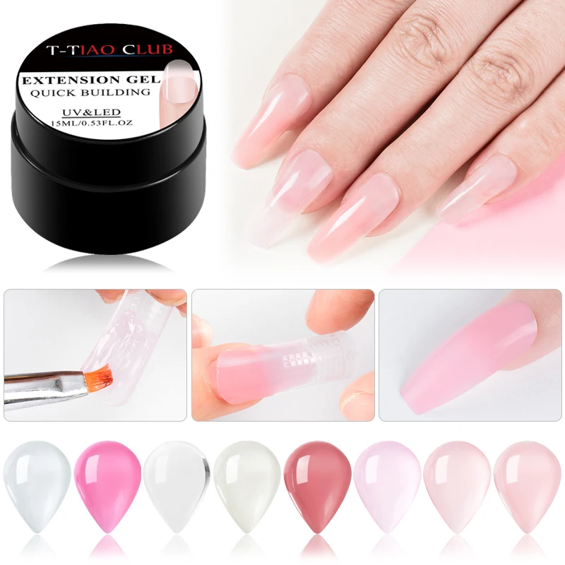 

8ml/15ml Poly Quick Extension Nail Gel Polish Clear Pink Building Extending UV Led Builder Nail Gel Finger Nails Art Manicure