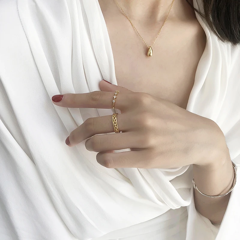 F.I.N.S простое 925 пробы Серебряное гладкое каплевидное ожерелье с подвеской, индивидуальное Короткое серебряное ожерелье 925 ювелирные изделия корейская мода