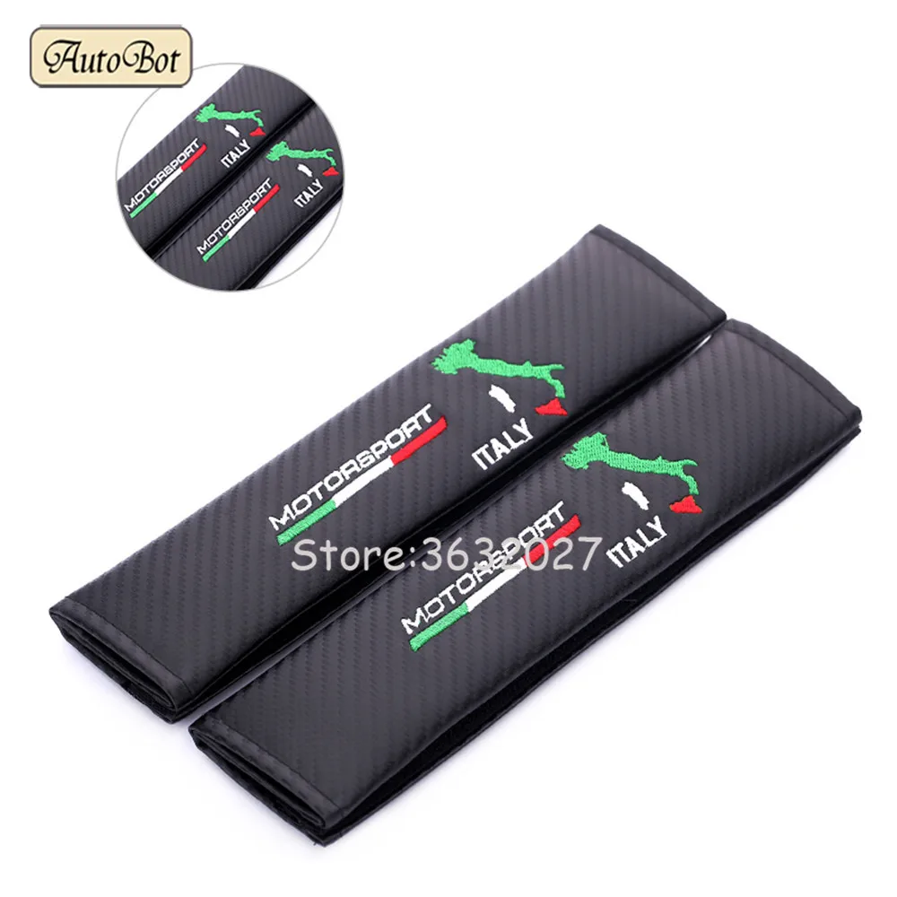 Seat Belt Cover Shoulder Pad Carbon Fiber Styling Italy For Fiat 500 Punto Panda 500L 500X