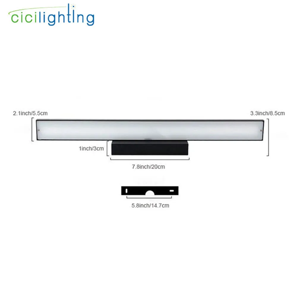 90 V-265 V L40cm 8W СВЕТОДИОДНЫЙ зеркальный светильник, черный белый туалетный светильник, светодиодный светильник, зеркало для спальни, ванной комнаты, алюминиевые современные лампы