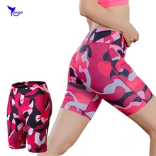 Светоотражающие ночной забег быстросохнущая шорты для бега Для женщин Камуфляж эластичный беговые лосины для фитнеса тренировочные Компрессионные Леггинсы для йоги