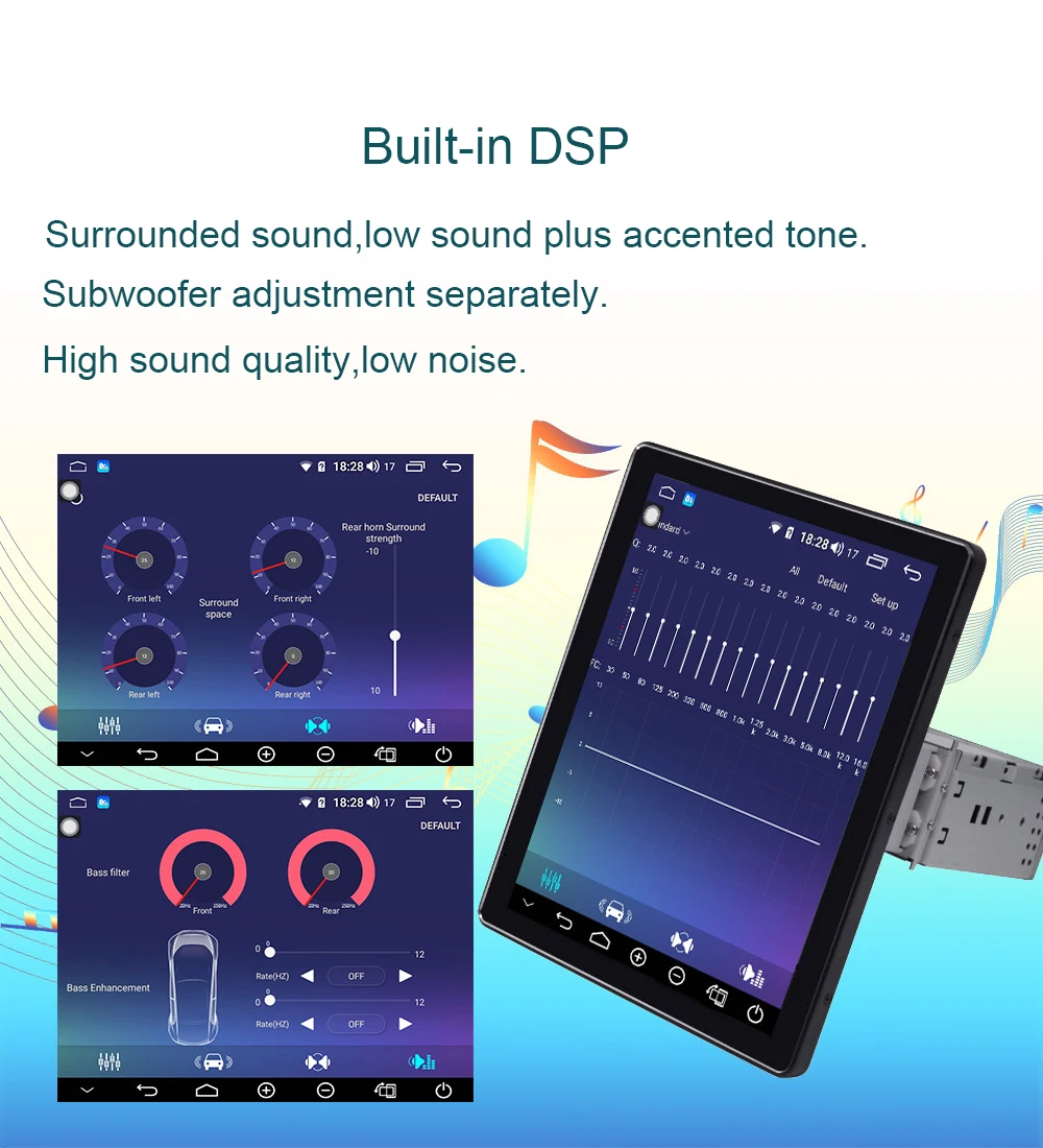 Discount 9.7" Single Din Auto Radio Android 8.1 4GB/64GB GPS Wifi Built in 4G Modem DSP Wireless Bluetooth Carplay Rear View Camera 2