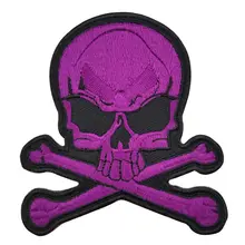 Фиолетовый Череп мотоцикл патч Вышивка Железо на фильмах Череп кости на заказ футболка патчи для рюкзаков